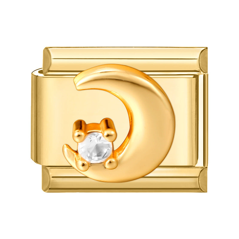 Wholesale Italian Charm Bracelet 9mm DIY Splicing Gold Micro-Inlaid Cubic Zirconia Stainless Steel Composable Bracelet