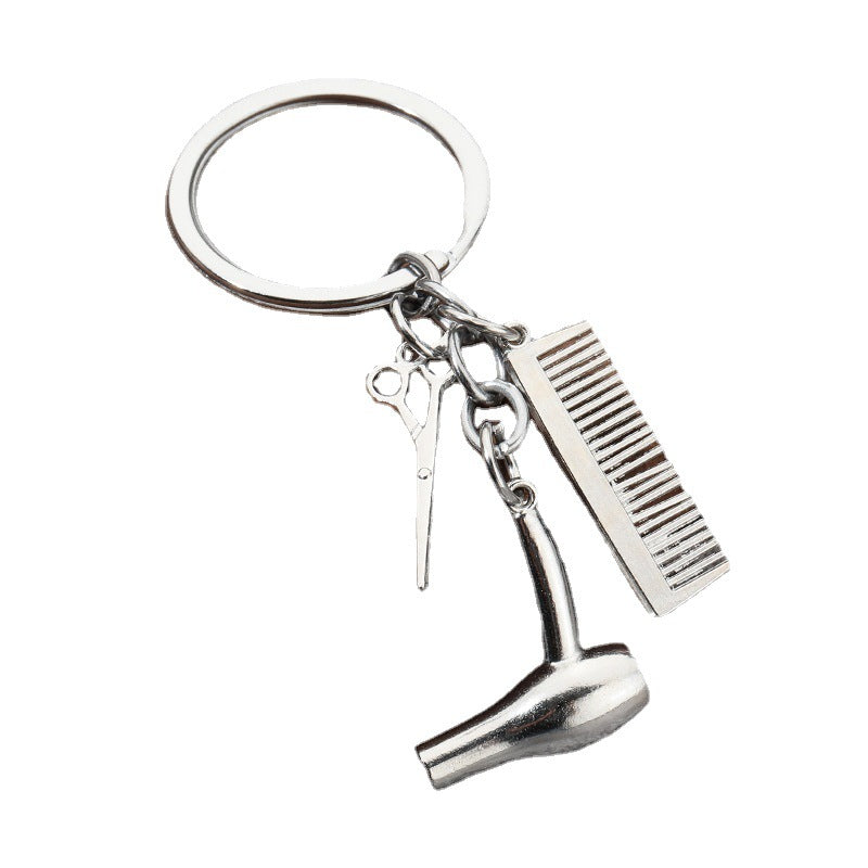 Wholesale Alloy hair dryer scissors keychain