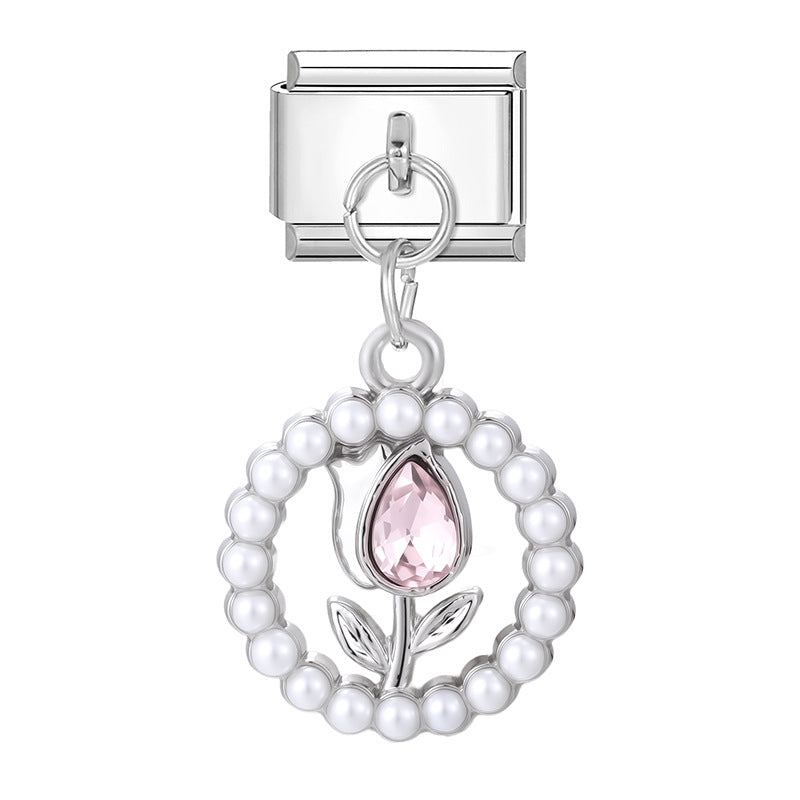 Wholesale 9mm Italian Charm Starter Bracelets DIY Heart Bow Pendant Stainless Steel Composable Bracelet