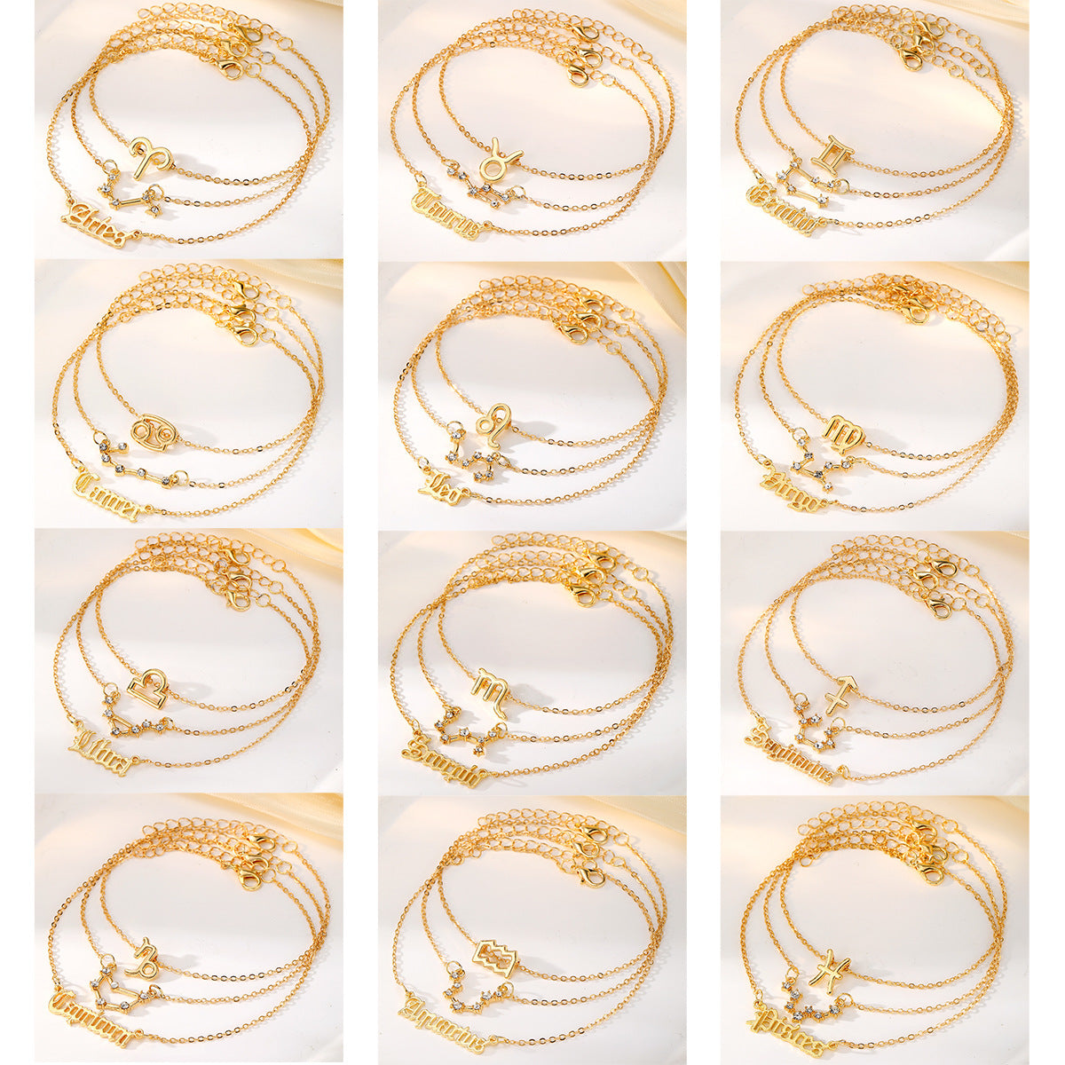 Wholesale 12-constellation alloy anklet r 12-star gold diamond-encrusted anklet