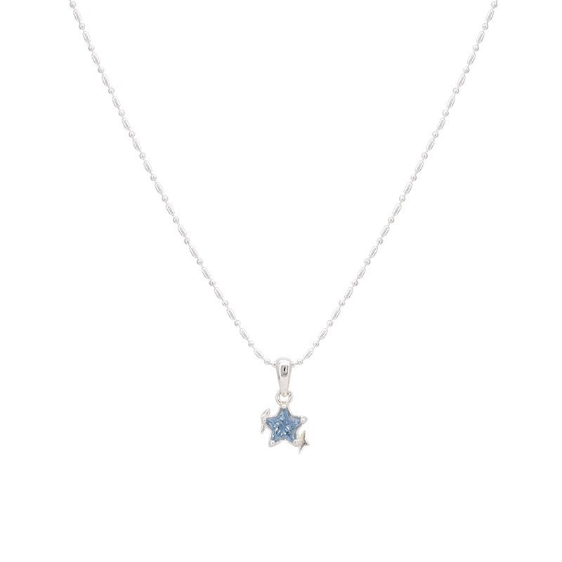 Wholesale  Blue Star Pendant Necklace Collarbone Chain