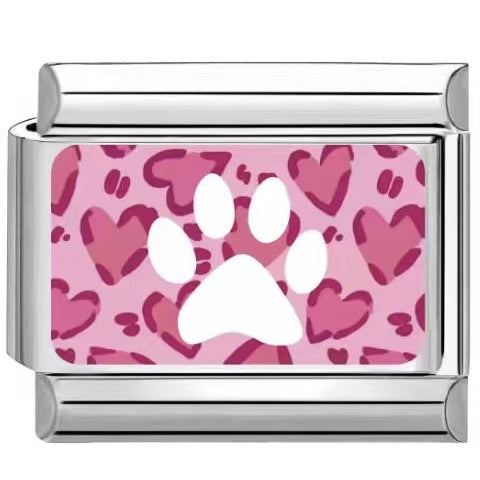 Wholesale Trendy Paw Print Leopard Pattern DIY Stainless Steel Bracelet Charms Jewelry Accessory
