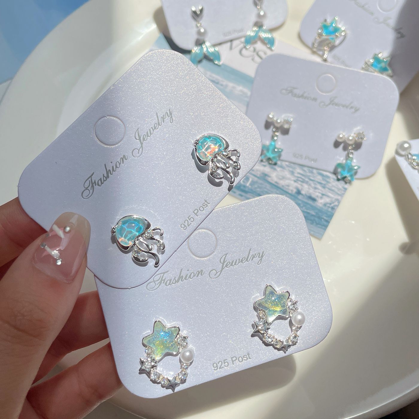 Wholesale Starfish Blue Earrings