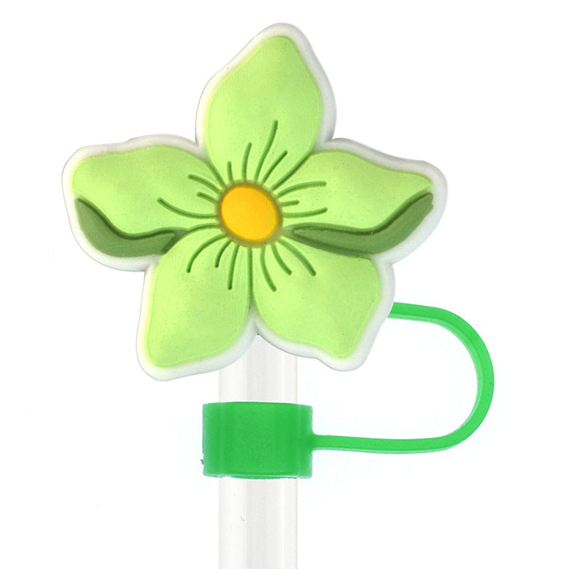 Wholesale Random 100PCS Cute Flowers 10mm Straw Buckle Soft Rubber Straw Decoration