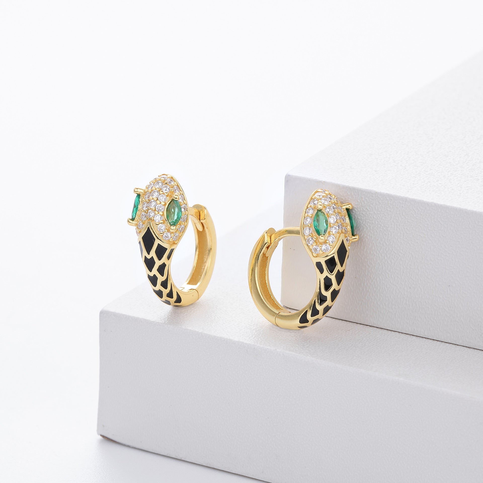 Wholesale s925 Sterling Silver Snake Ear Buckle Color Oil Drop Earrings