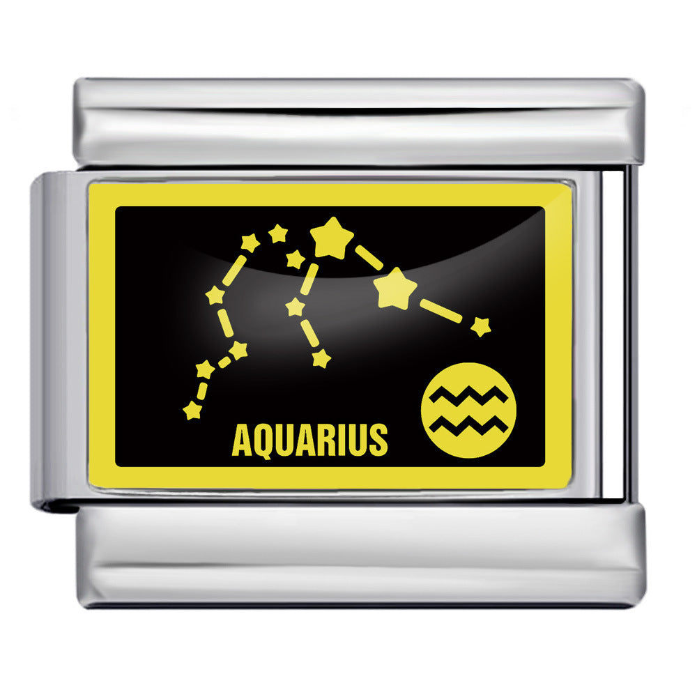 Wholesale Italian Charm Bracelet 9mm DIY Splicing 12 Constellation Series Stainless Steel Composable Bracelet