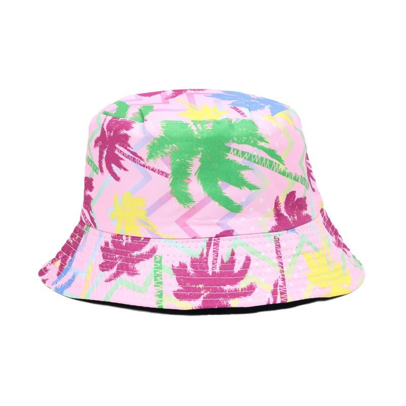 Wholesale Seaside Coconut Tree Printed Fisherman Hat Bucket Hat