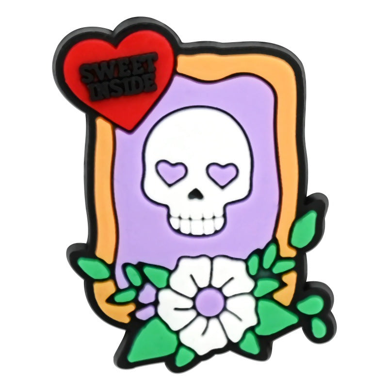 Wholesale random 100pcs Cross-border cartoon  trendy shoes and accessories PVC soft rubber detachable perforated shoes shoe flowers shoe buckles decorative buckles in stock