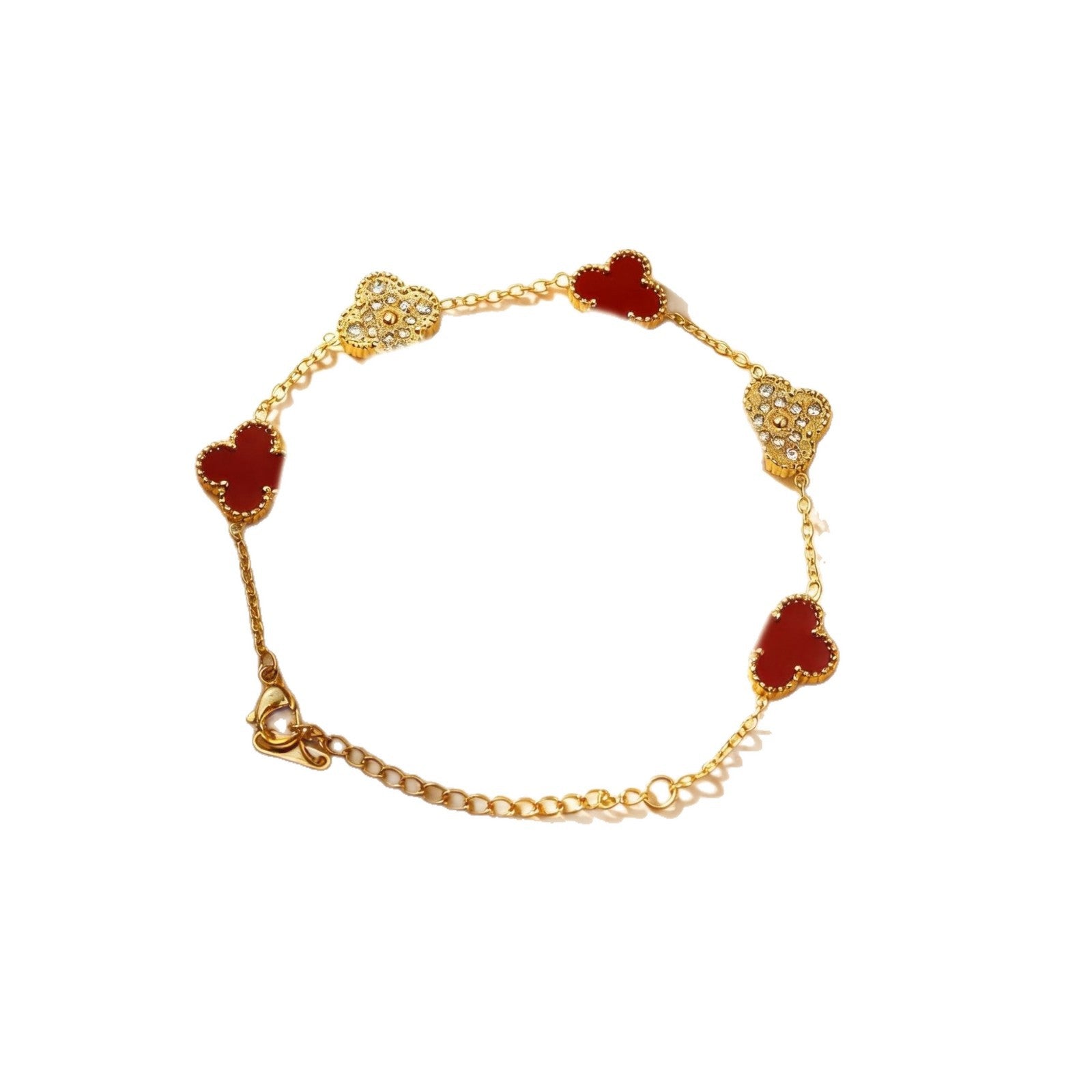 Wholesale Titanium Steel Four-Leaf Clover Bracelet with Mother-of-Pearl and Crystal Stones,  Women' s Fashion Jewelry Accessory ACCVIP