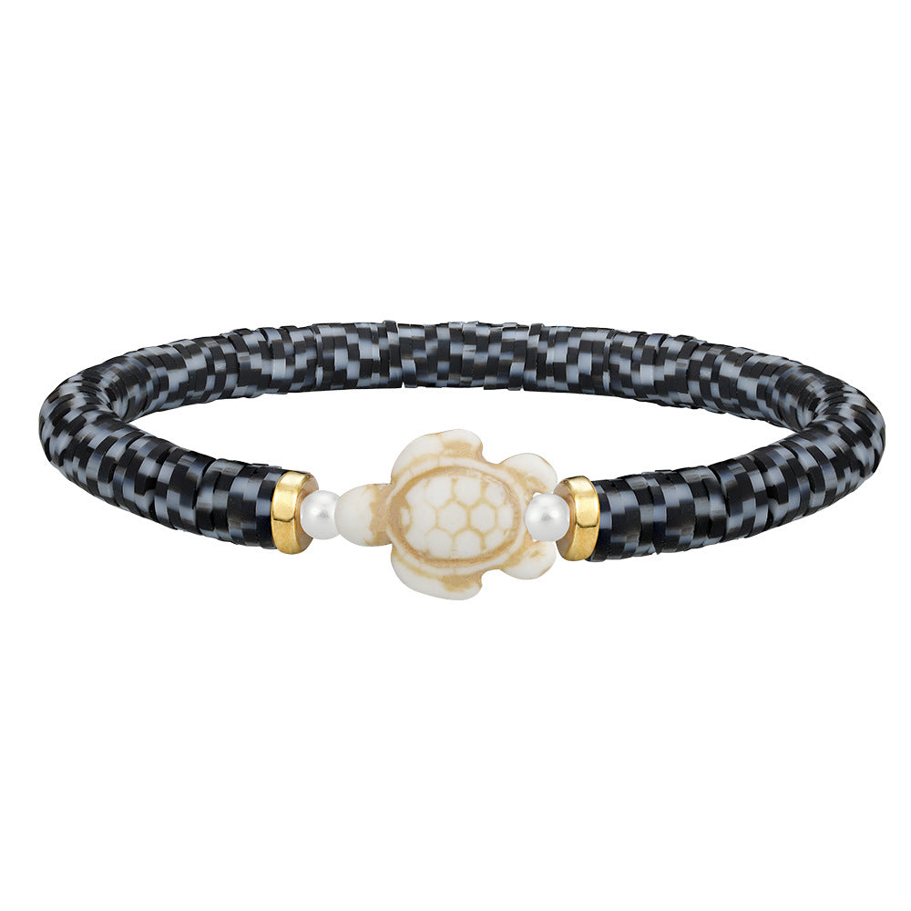 Wholesale polymer clay beaded elastic bohemian style handmade turtle bracelet