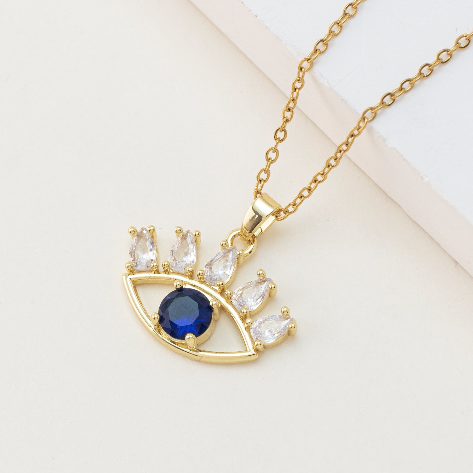 Wholesale Copper Gold-plated Micro-inlaid Zircon Oil Drops Devil's Eye  Pendant