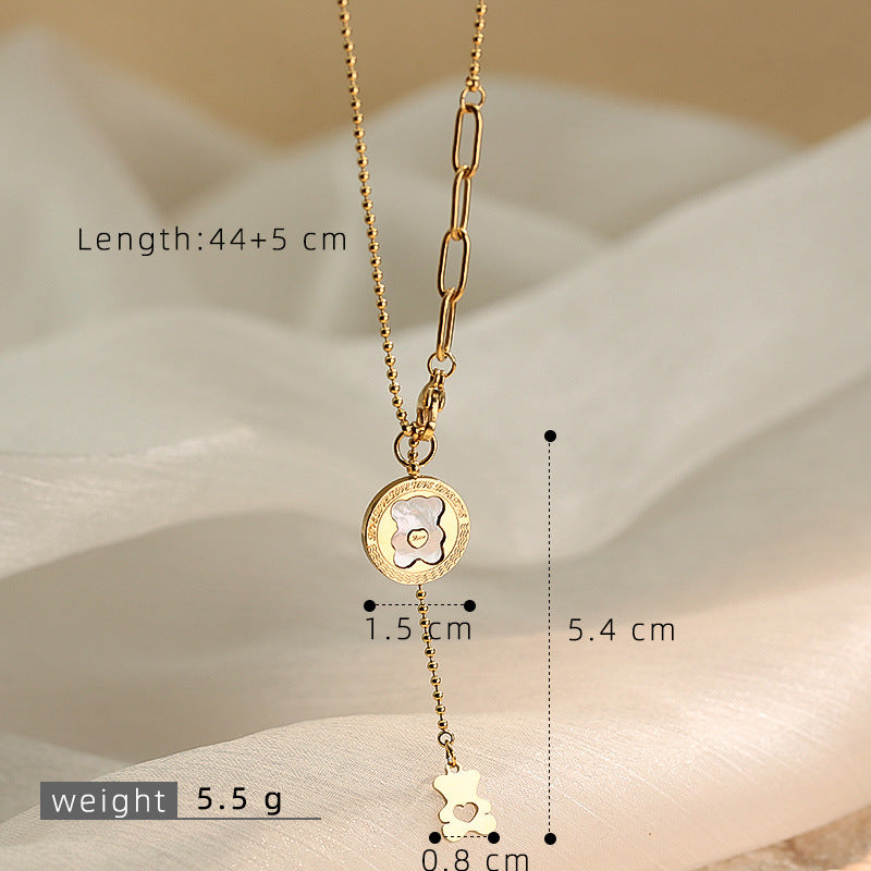 Wholesale Stainless steel white shell pendant sweater chain