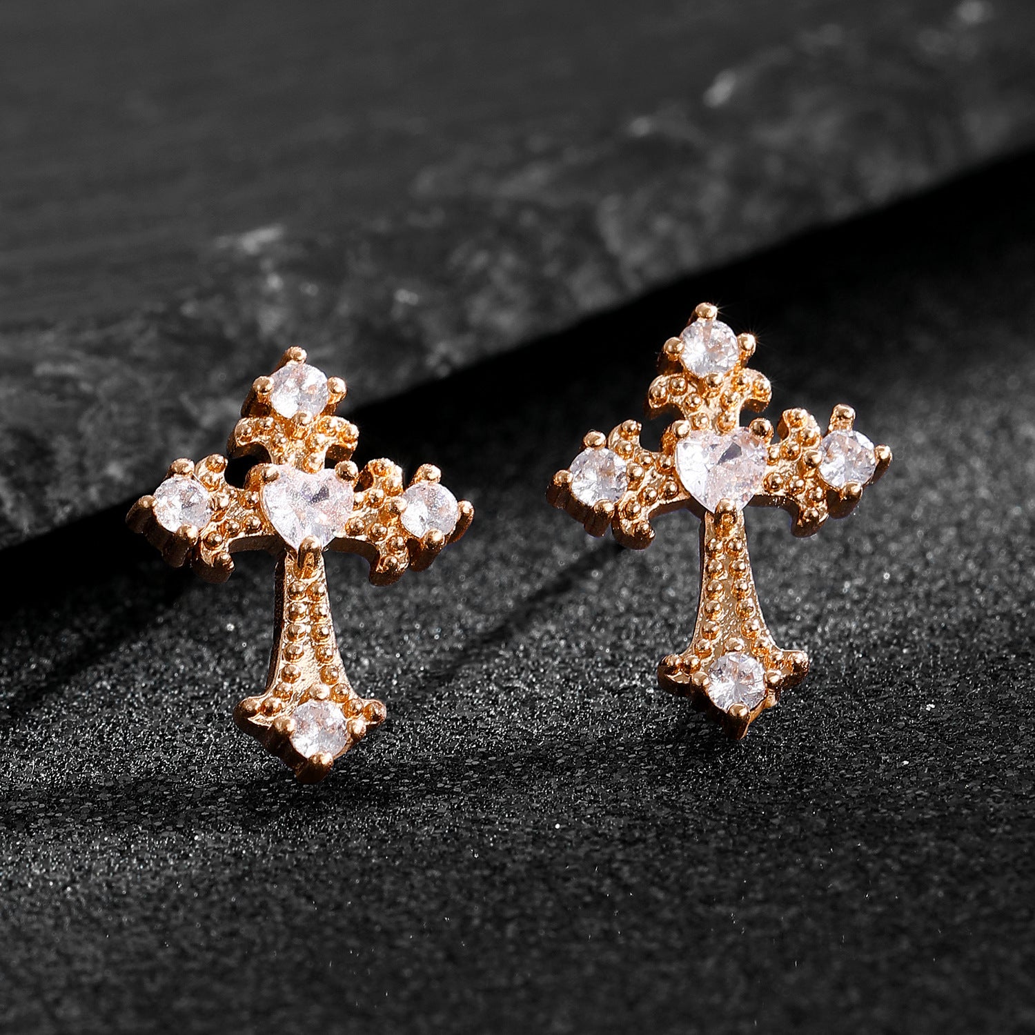 Wholesale Dark Diamond Cross Earrings