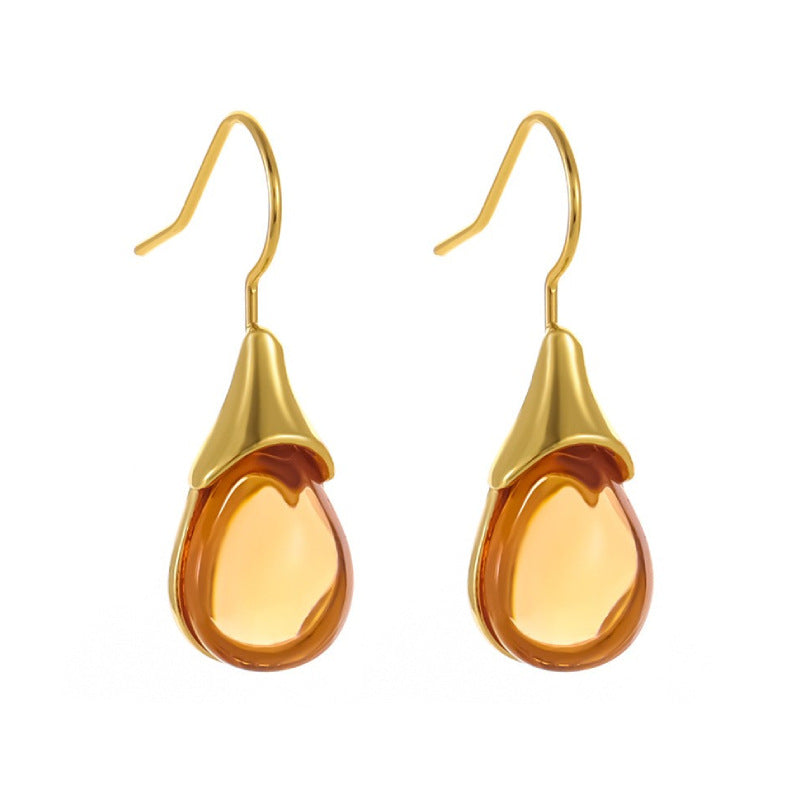 Wholesale Teardrop-shaped Cat's Eye Earrings Four-color Gemstone Earrings ACC-ES-LR001