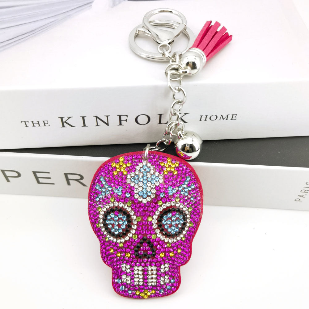 Wholesale  velvet encrusted punk hip-hop new ghost head keychain