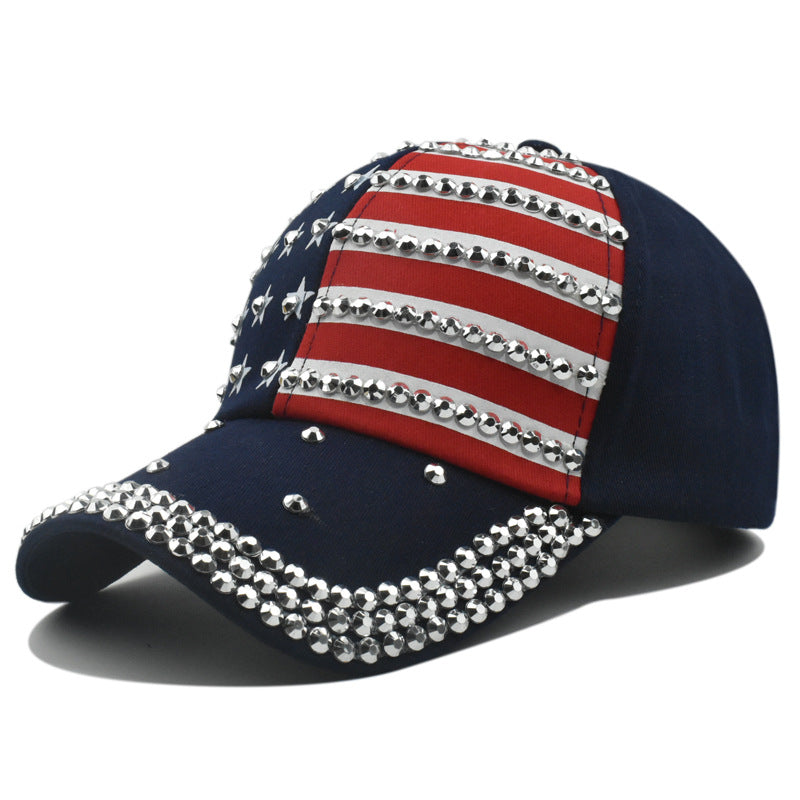 Wholesale  American flag stick  fashion Diamond cap