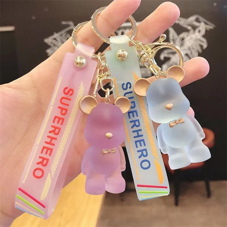 Wholesale Cartoon Crystal Bow Tie Bear PVC Soft Glue Keychains Creative Keychain ACC-KC-XinShu005
