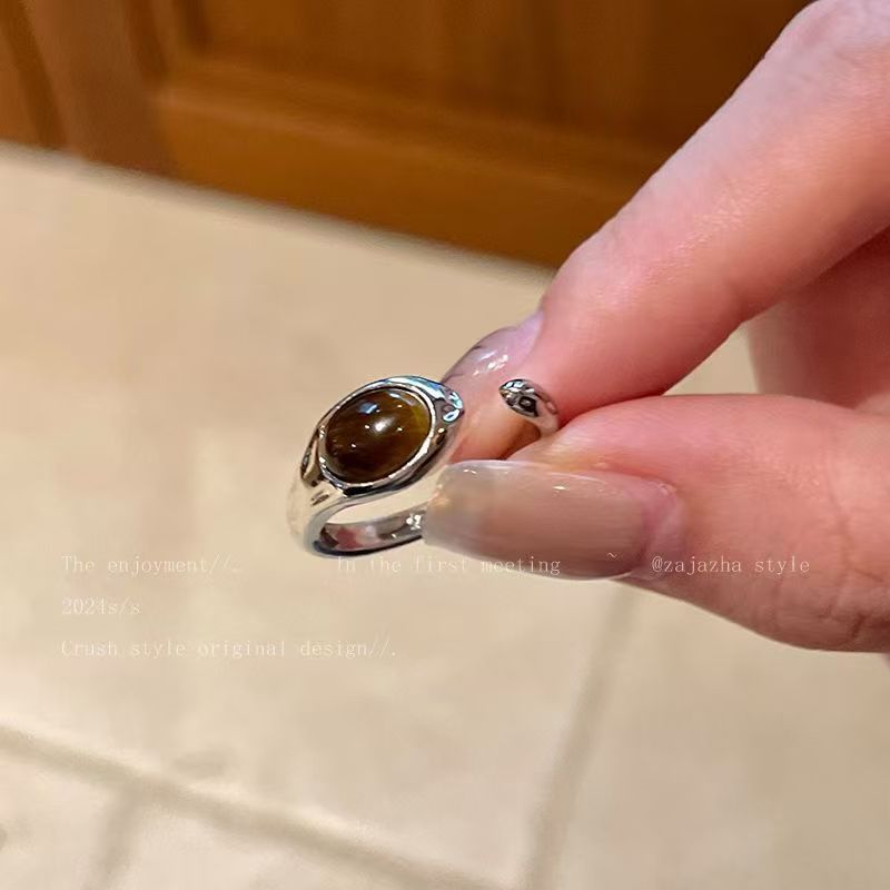 Wholesale Tiger Eye Open Adjustable Ring