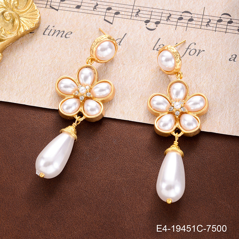 Wholesale Vintage Pearl Flower Earrings
