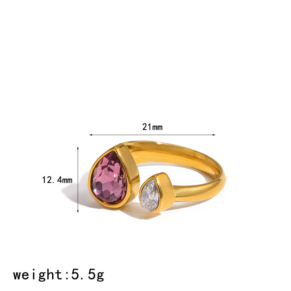 Wholesale Adjustable 304 Stainless Steel Gold Plated Geometric Ring Chic Jewelry Accessory