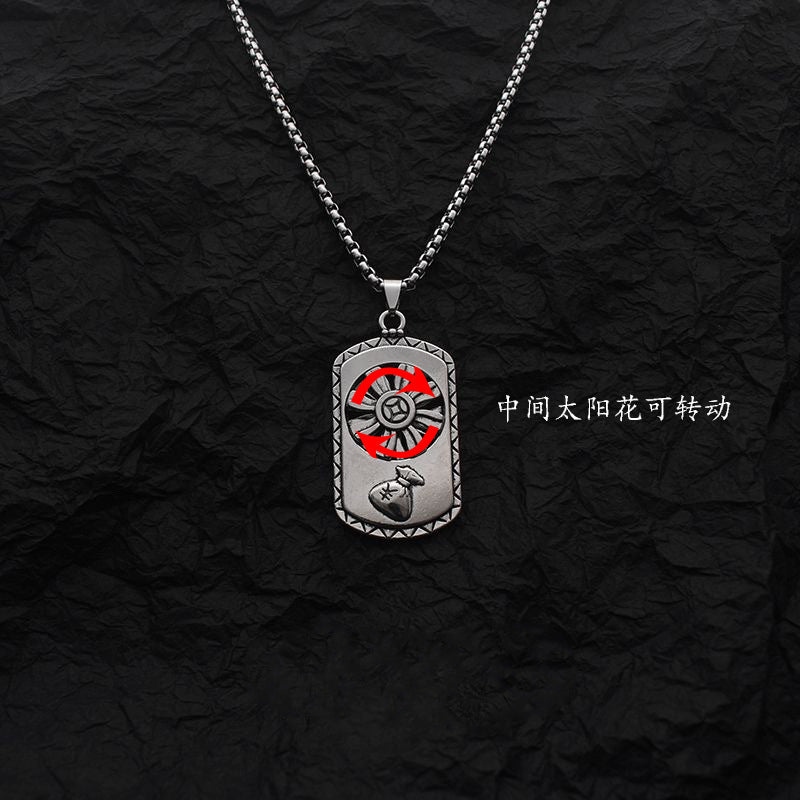 Wholesale Rotating Sunflower Pendant Necklace Street Style Zinc Alloy Fashion Accessory for Gift and Resale