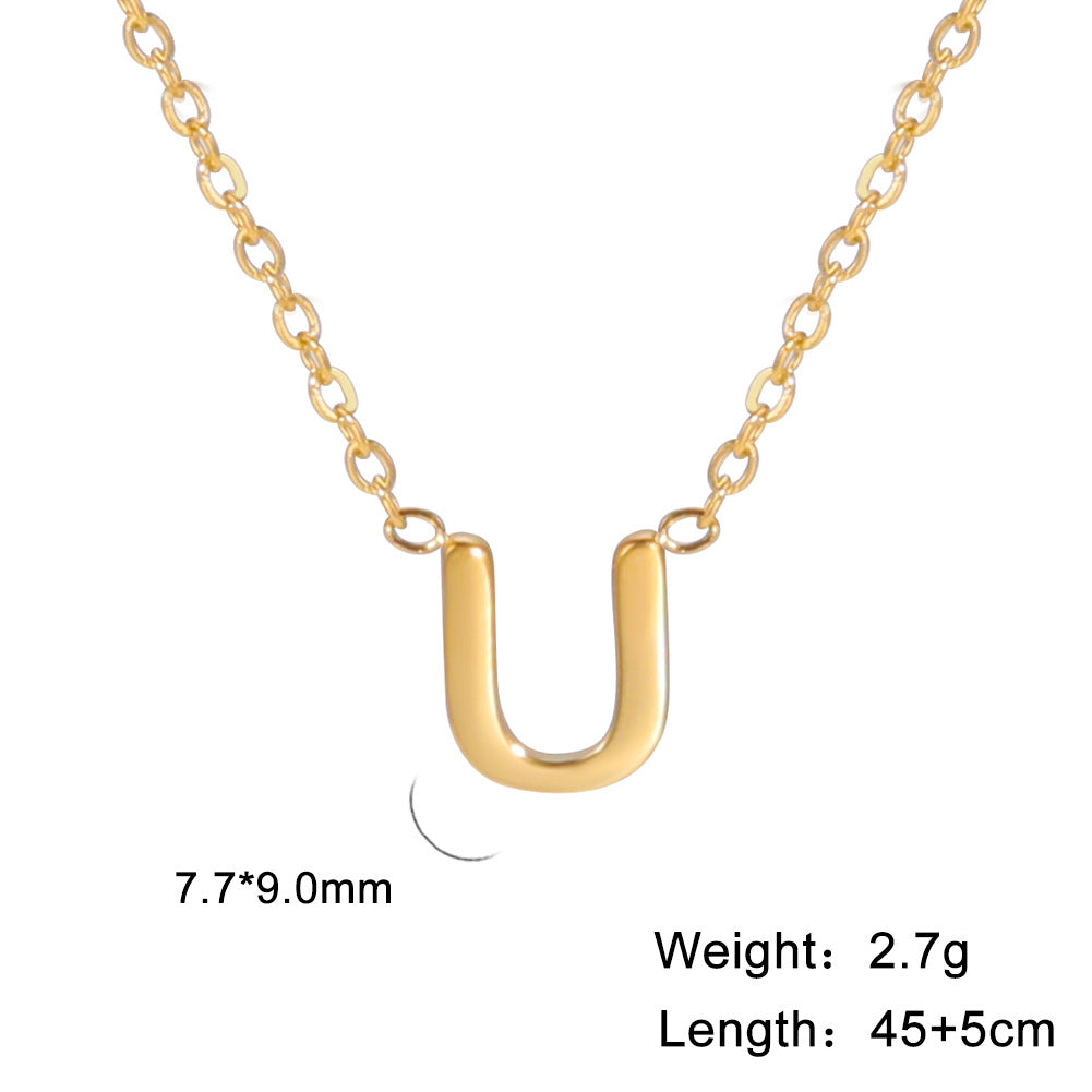 Wholesale Letter Gold 18k Real Gold Electroplated Stainless Steel Necklace