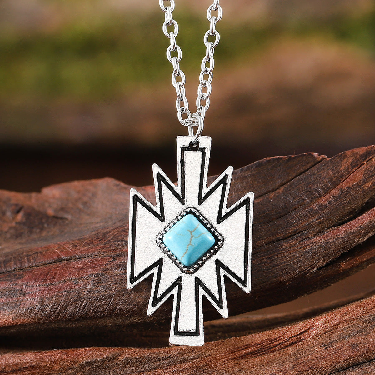 Wholesale  Ethnic Style Diamond Inlaid Turquoise Earrings Necklace