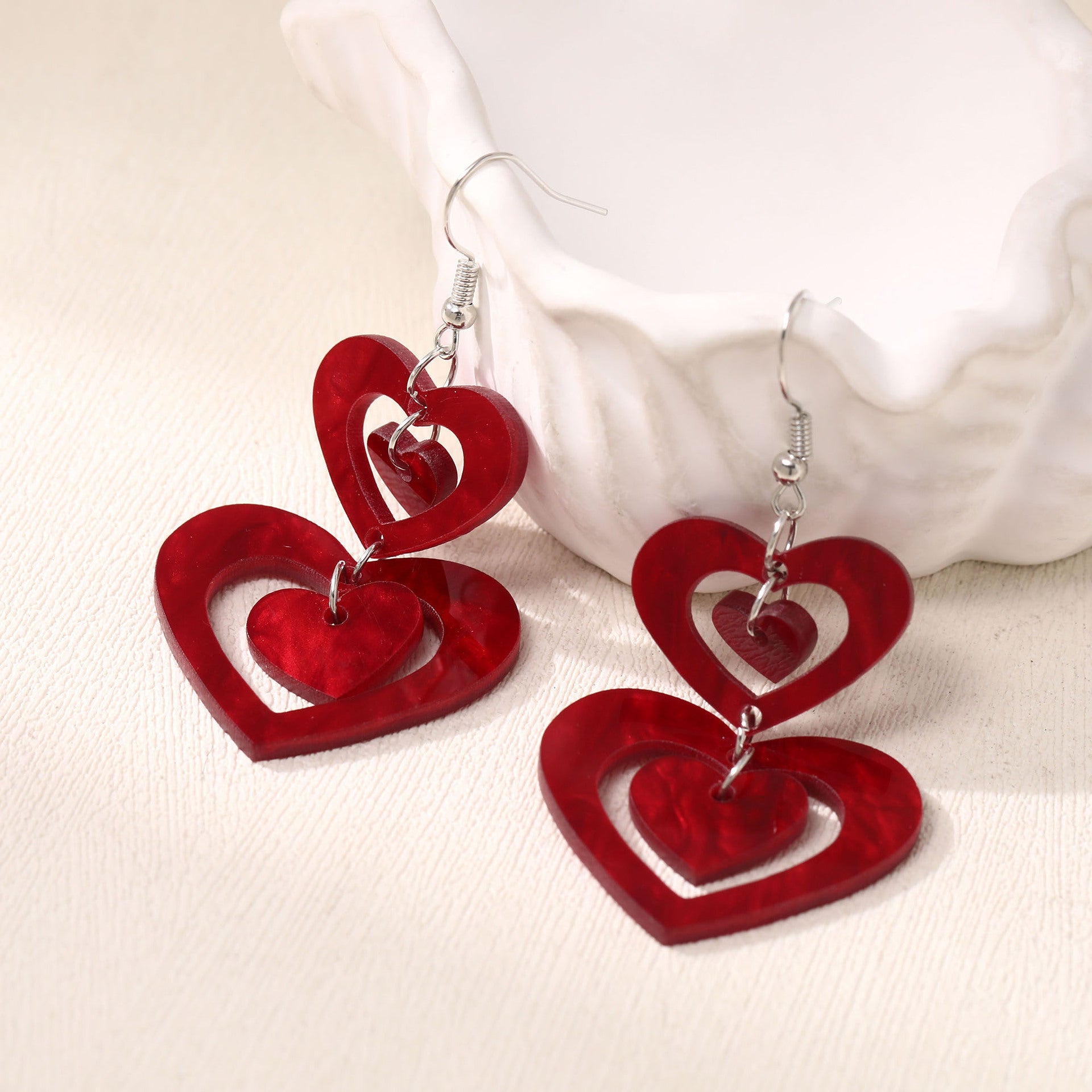 Wholesale  acrylic earrings Valentine's Day love stitching earrings