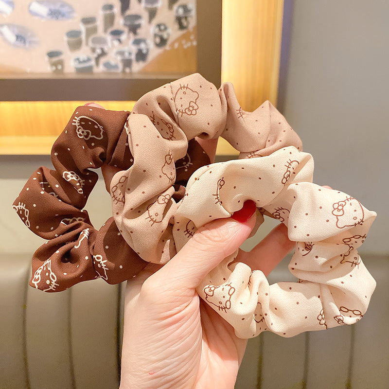 Wholesale Leopard Print Bear Light Luxury Style Milk Tea Color Hair Scrunchies ACC-HS-Huidi024