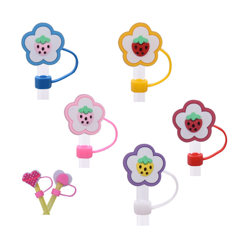 Wholesale Random 100pcs Cute food straw cover Straw Tube Cap