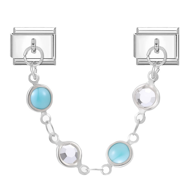 Wholesale Italian Charm Bracelet 9mm DIY Splicing Silver Double Pendant Stainless Steel Composable Bracelet