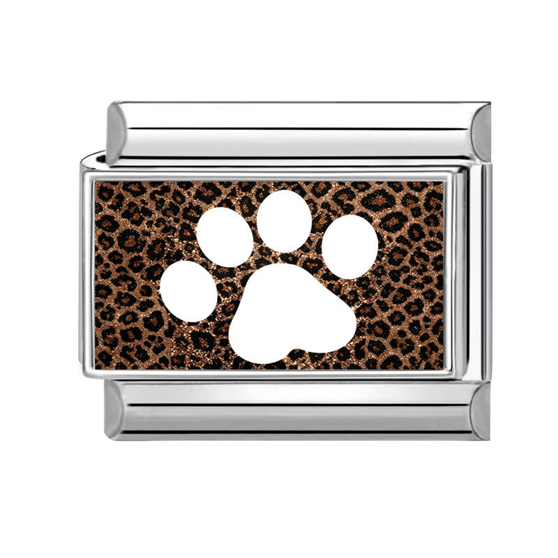 Wholesale Fashion Accessory Stainless Steel Cat Paw Leopard Print DIY Bracelet Module Charm For Jewelry Making And Boutique Resale