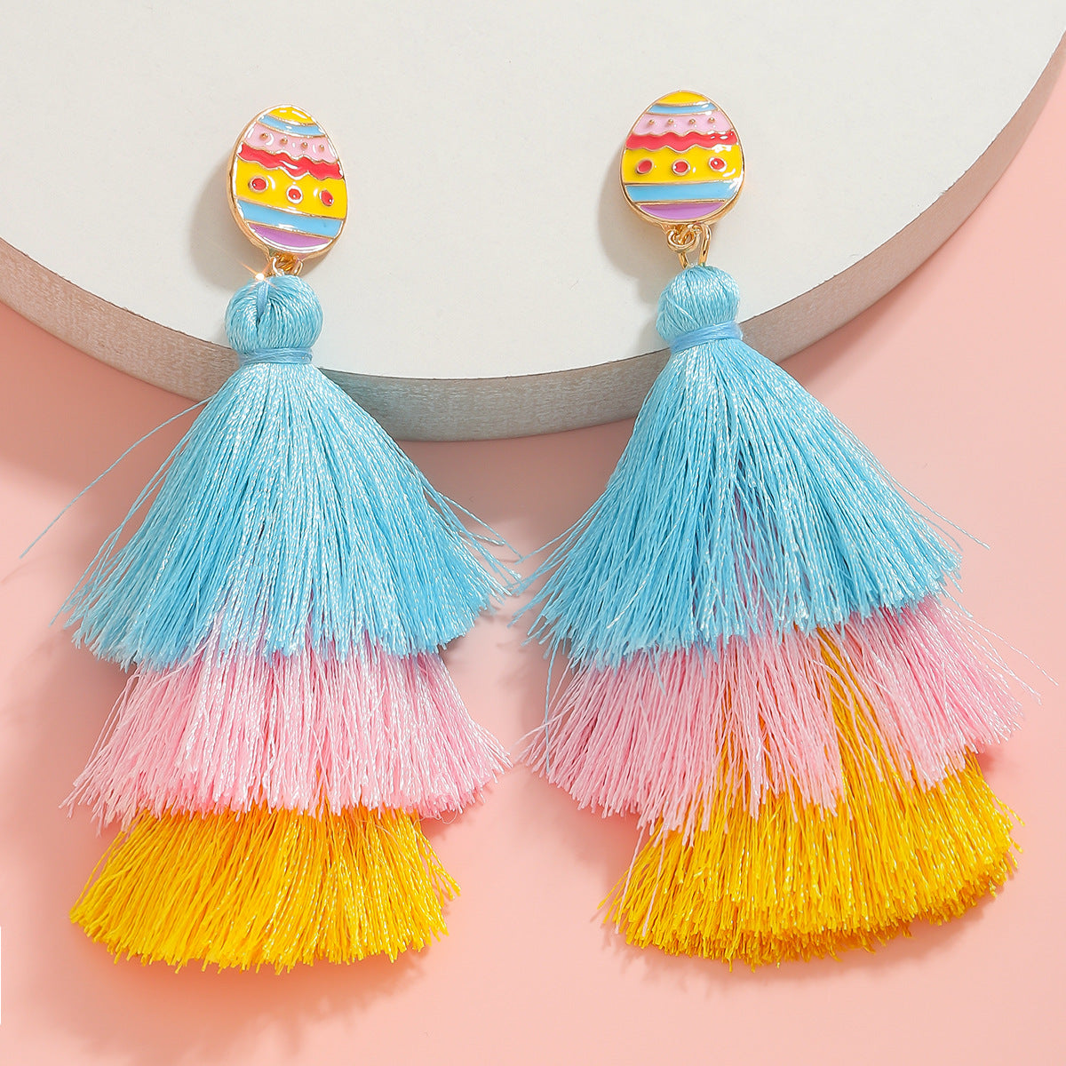 Wholesale Cute Easter Bunny Ear Dangle Earrings with Happy Lettering and Enamel Finish