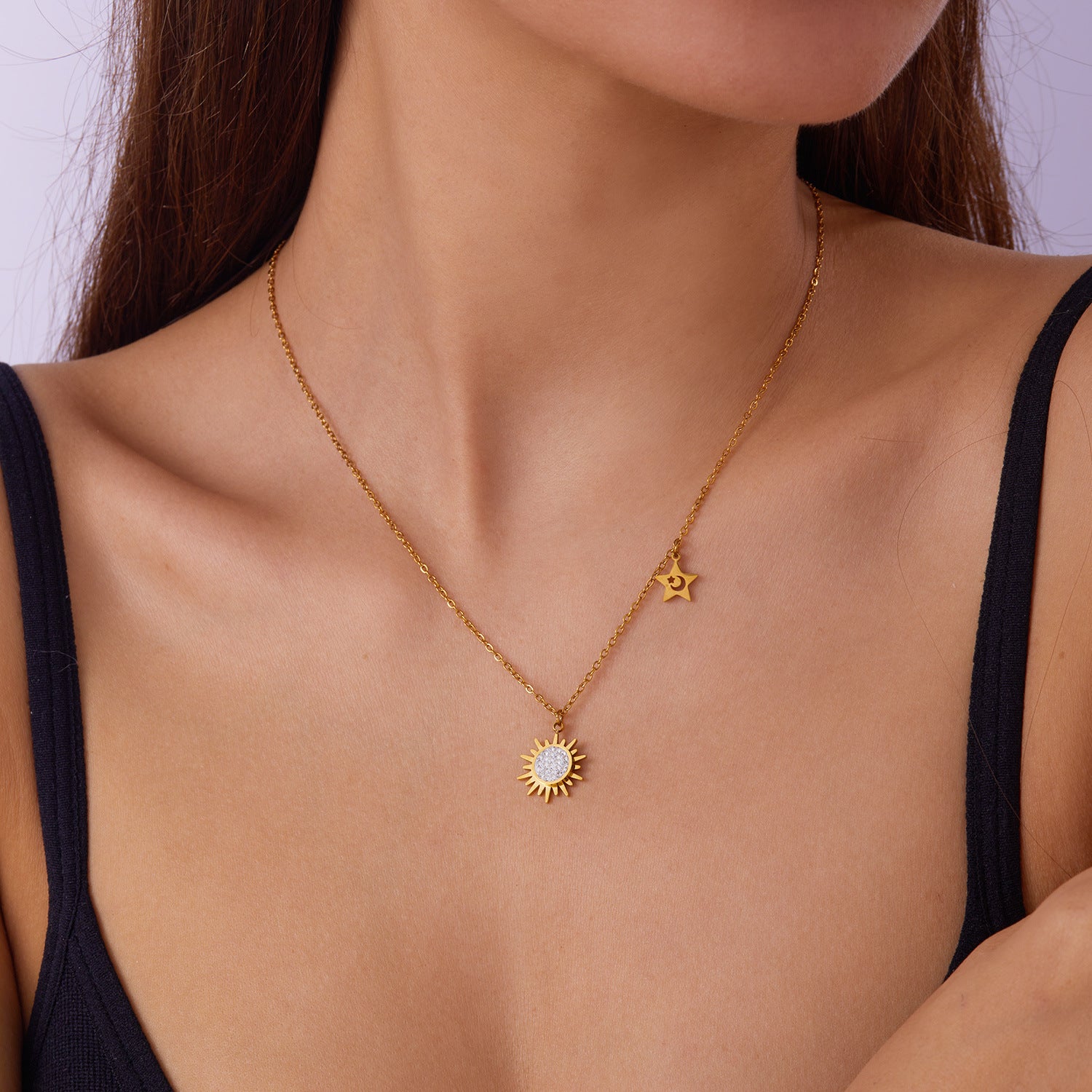 Wholesale  stainless steel sunflower necklace