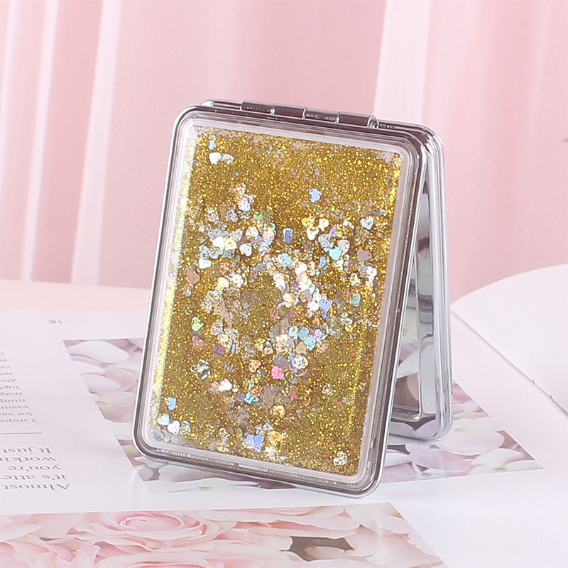 Wholesale Quicksand Double-sided Mirror Cute Portable Makeup Mirror ACC-MR-YouTu001