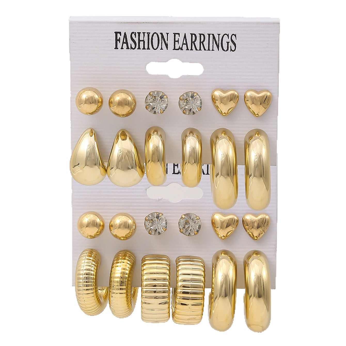 Wholesale 12Pcs Water Drop Earring Set With Studs Gold Plated Resin Fashion Jewelry Accessory For Women Gift And Boutique Resale