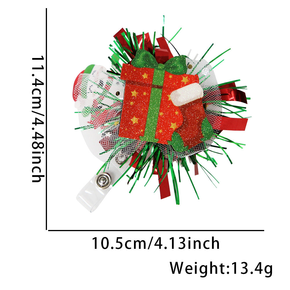 Wholesale Christmas Glitter Cartoon Snowman Elk Badge Reels Keychains ACC-KC-ZhouHao002