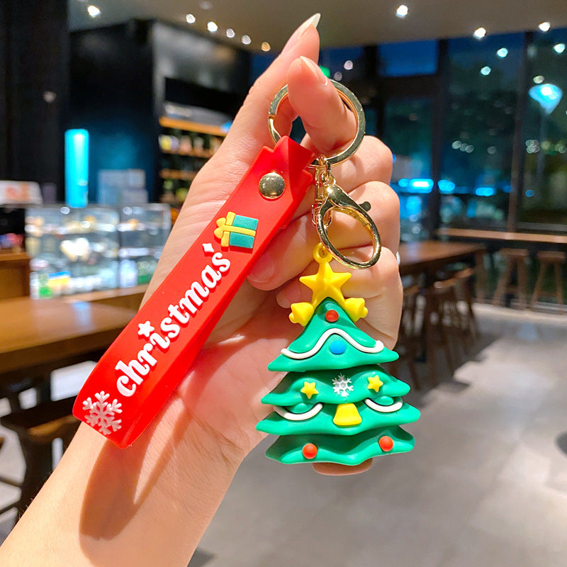 Wholesale Cartoon Cute Santa Claus Christmas Tree PVC Soft Keychain Creative Keychain ACC-KC-XinShu001