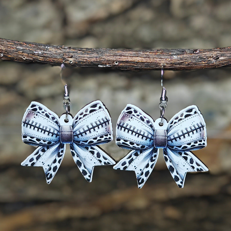 Wholesale sports style earrings creative bow baseball basketball football leopard print earrings