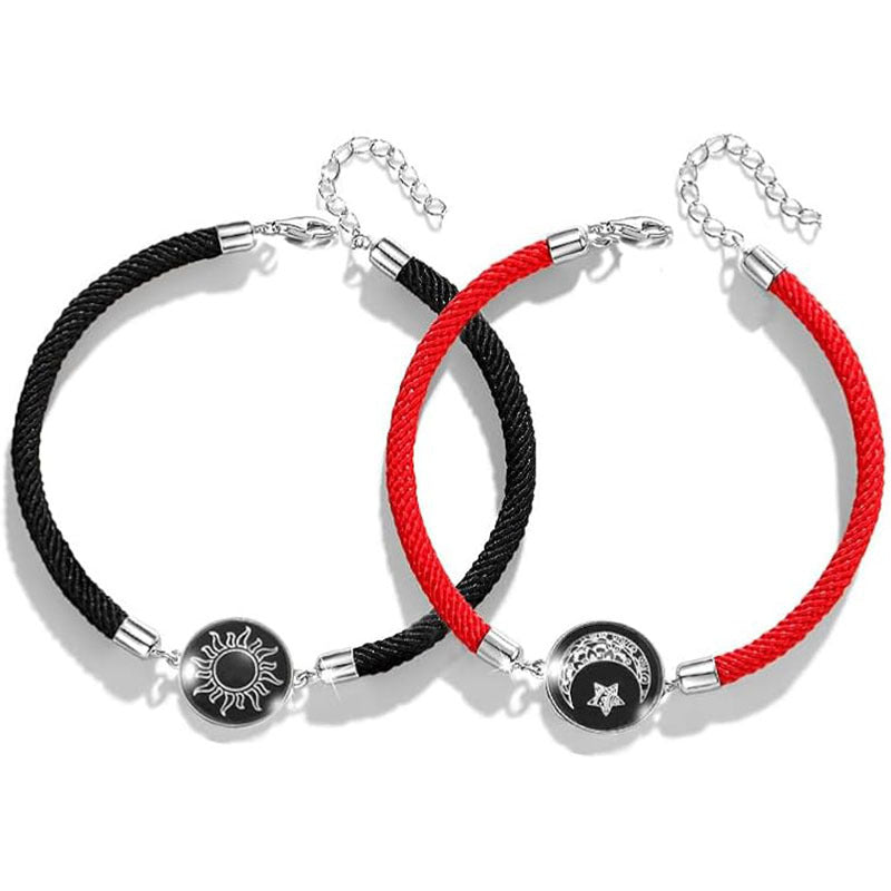 Wholesale Sun and Moon Glass Luminous Yin and Yang Bracelet Set