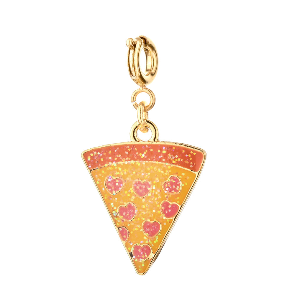 Wholesale DIY Jewelry Accessories Alloy Oil Dripping Holiday Style Pizza Donut Charms