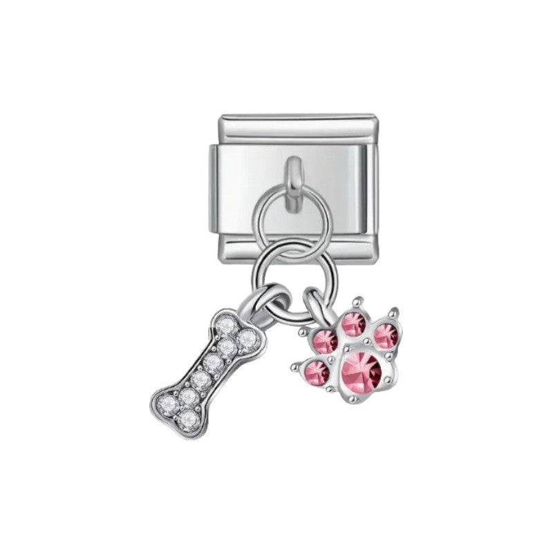 Wholesale Stainless Steel Cute Dog Pendant Charm DIY Modular for Bracelet Making Jewelry Accessory Gift