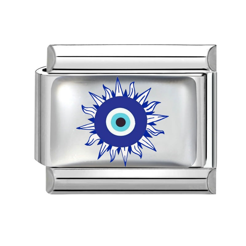 Wholesale 9mm Italian Charm Starter Bracelets DIY Flower Evil Eye Series Stainless Steel Composable Bracelet