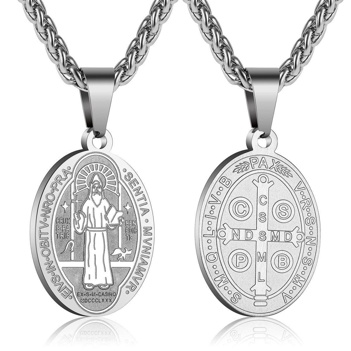Wholesale Stainless Steel Saint Benedict Saint Benedict Medal Pendant Necklace