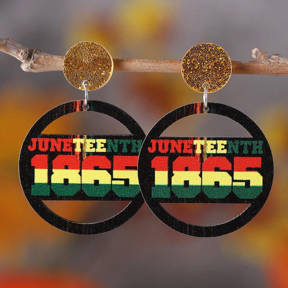 Wholesale Double-sided sequined acrylic wood stitching earrings