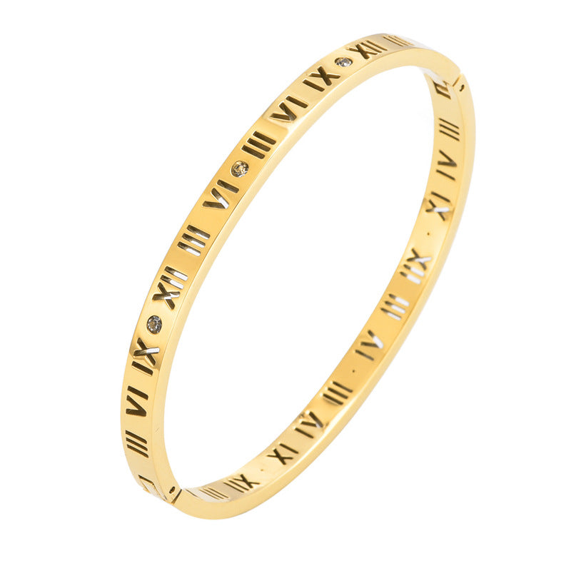 Bracciale digitale romano in acciaio al titanio e oro rosa all'ingrosso