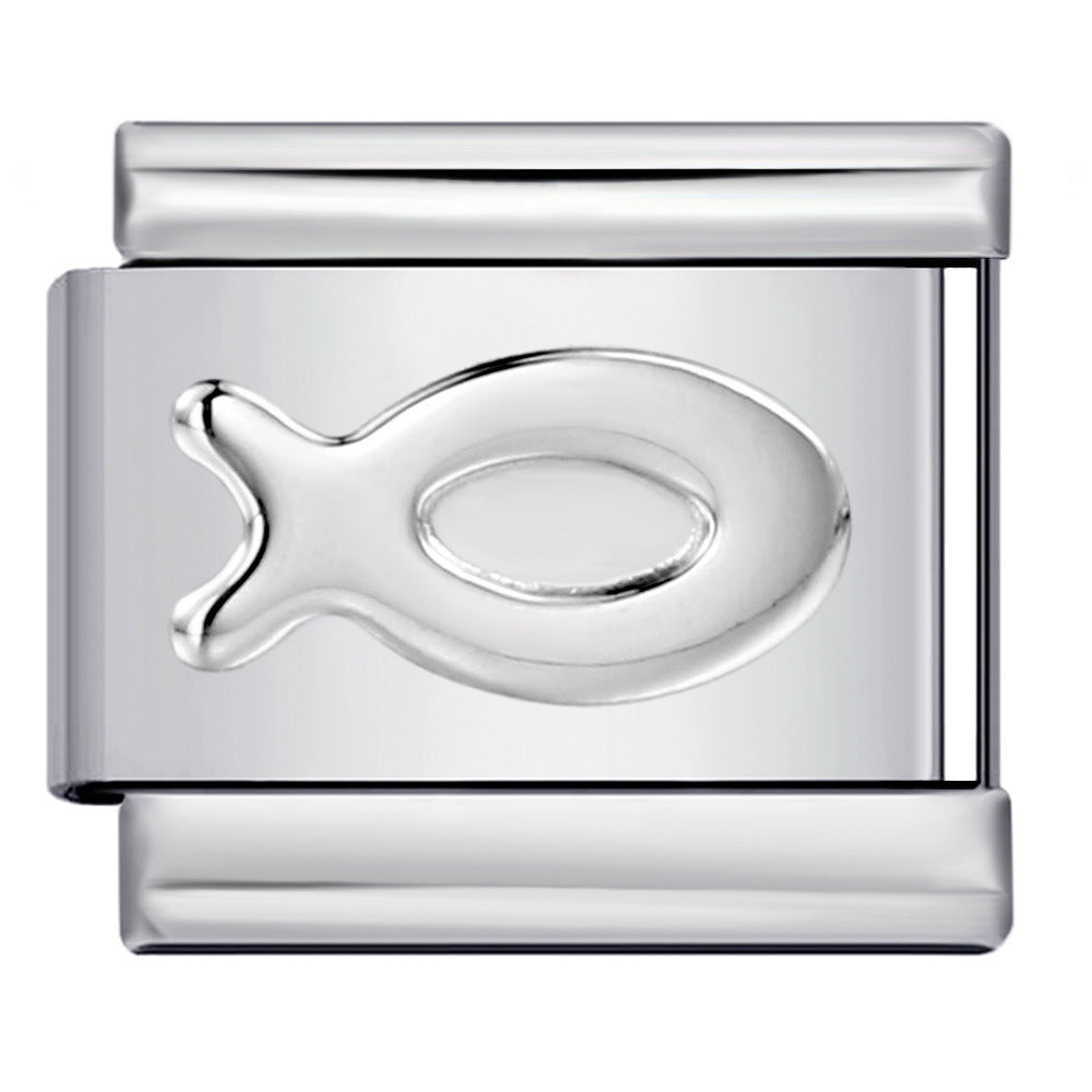 Wholesale Italian Charm Bracelet 9mm DIY Splicing Removable Convex Silver Element Stainless Steel Composable Bracelet