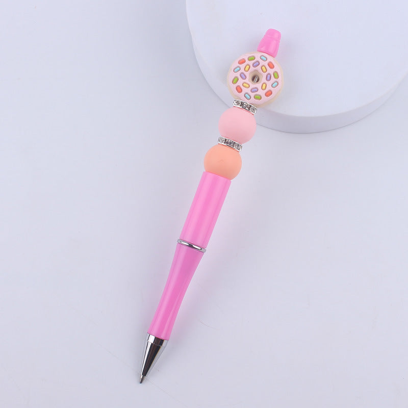 Wholesale  creative handmade cartoon fruit silicone color plastic beaded pen