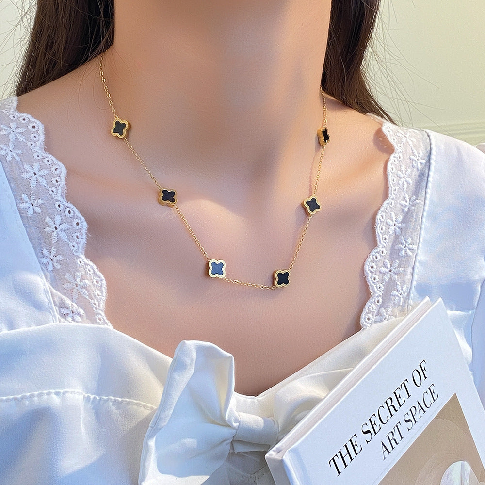 Wholesale Titanium Steel Zircon Clavicle Chain Necklace Korean Style Jewelry Accessory