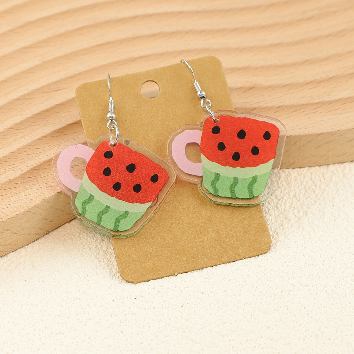 Wholesale Fruit watermelon cup piggy ice cream female acrylic earrings